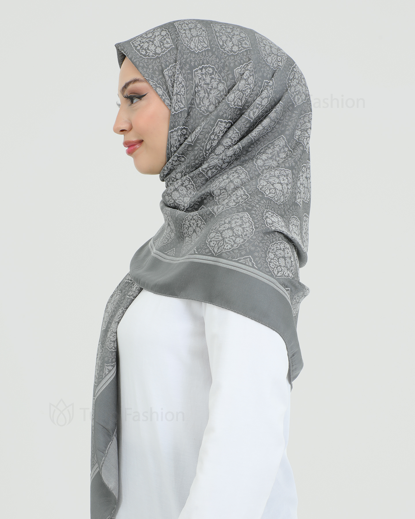 Hijab - Square Viskon 120 cm - Gray - 2