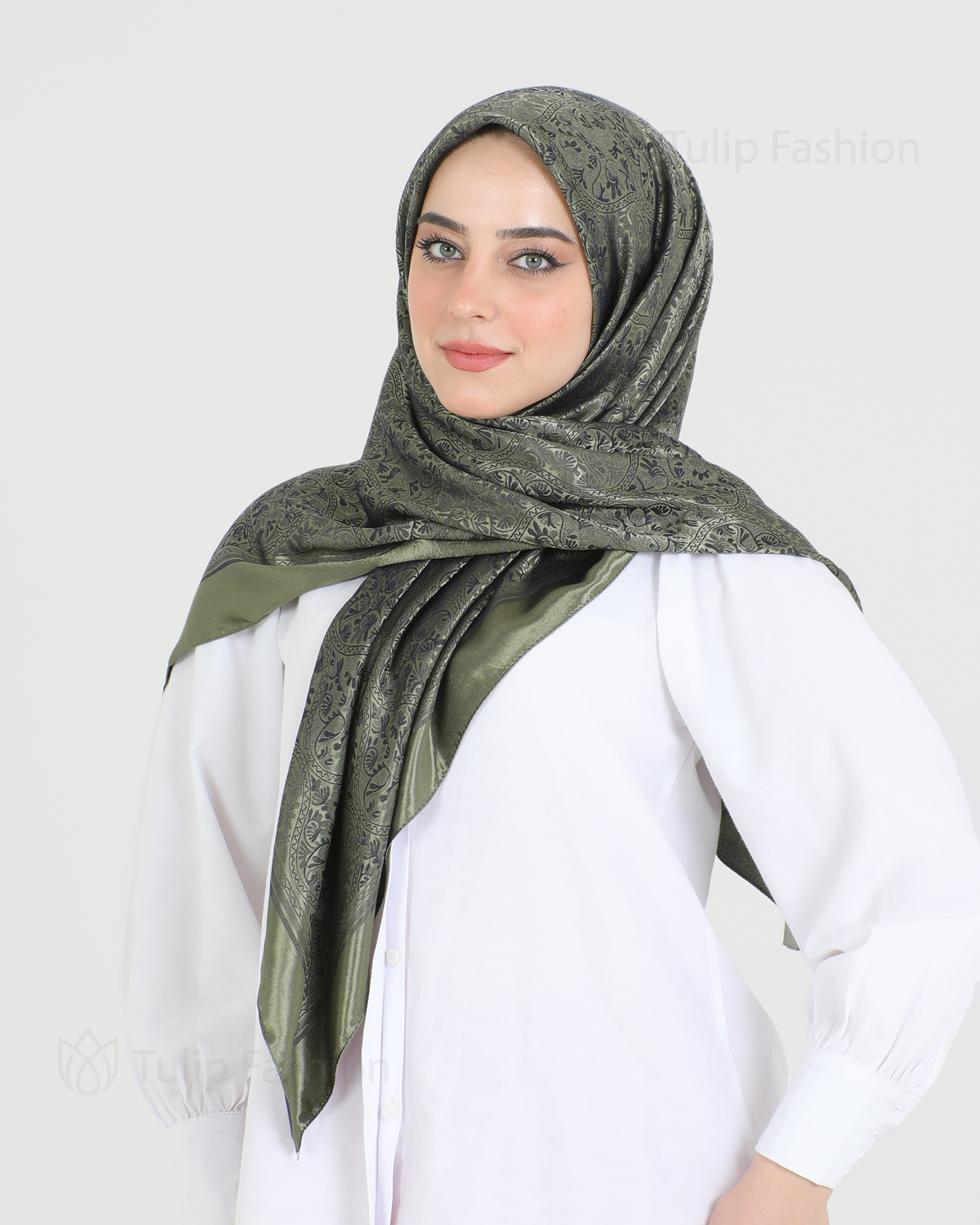 Hijab - Square Viskon 120 cm - Green - 4