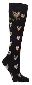 Black socks with brown owls