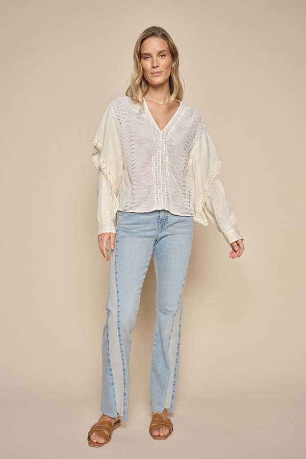 Mos Mosh - MMAlli Flare Panel Jeans Light Blue Regular - 2
