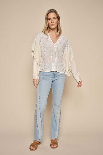 Mos Mosh - MMAlli Flare Panel Jeans Light Blue Regular