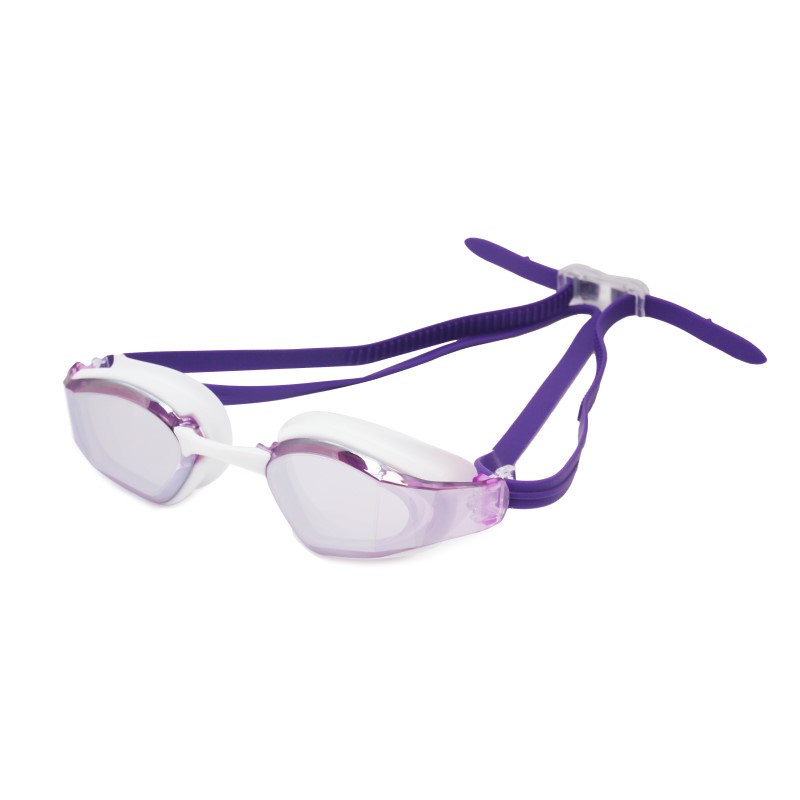 New cool Glacier White/Purple Gold mirror racing goggles from Saeko