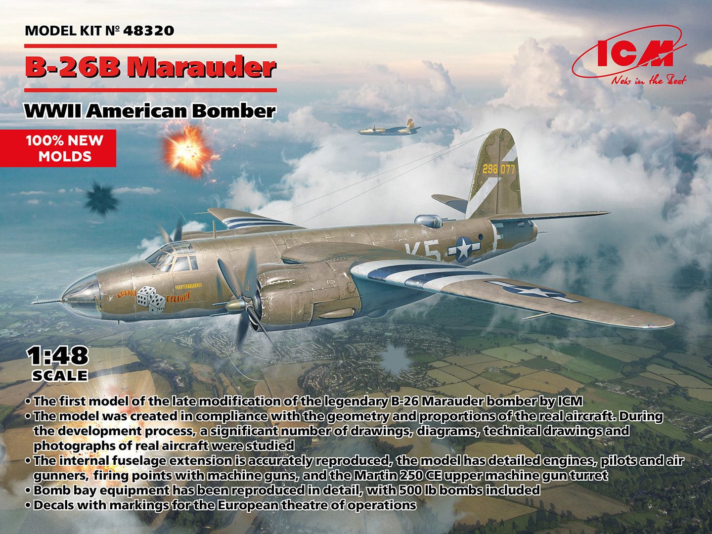 1/48 B-26B Marauder WWII American Bomber 100%