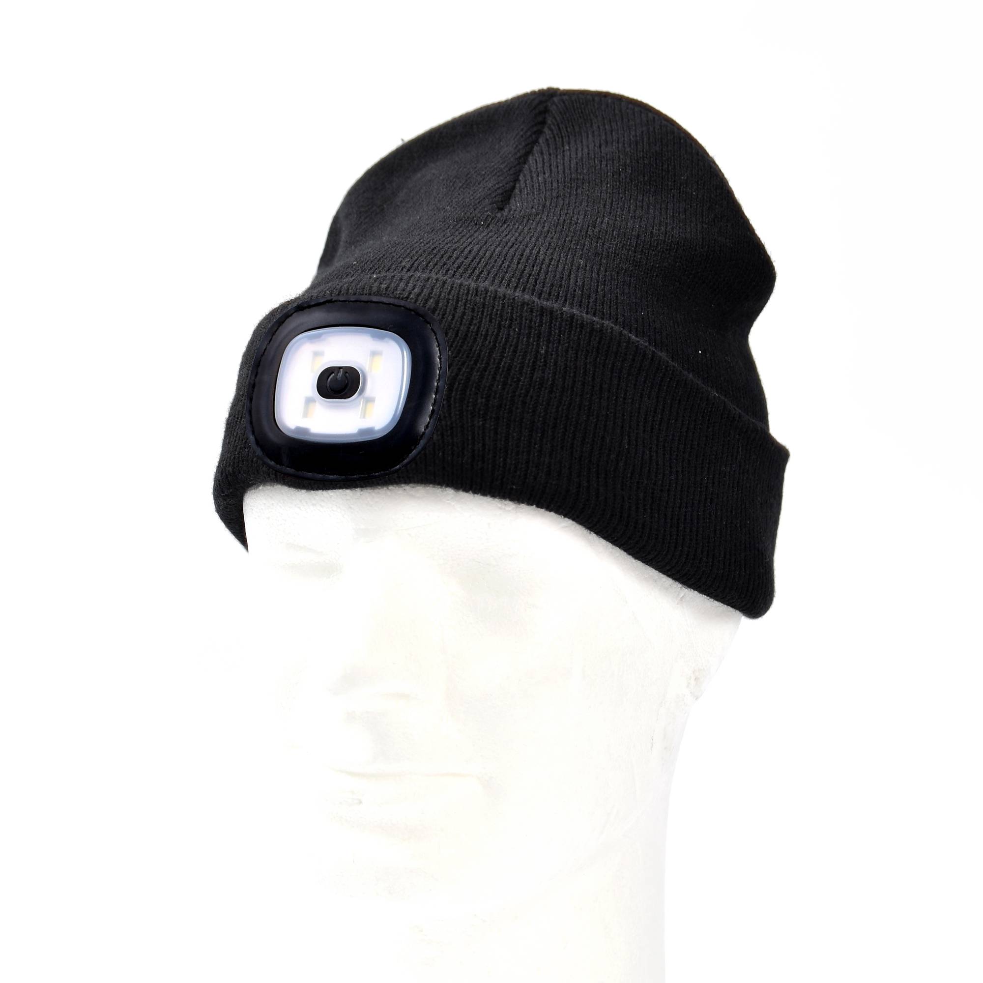 OUTDOOR BEANIE MED LED-LJUS SVART USB UPPLADDNINGSBAR