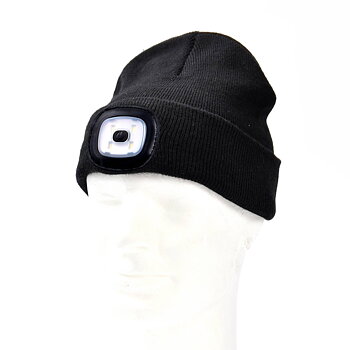 OUTDOOR BEANIE MED LED-LJUS SVART USB UPPLADDNINGSBAR