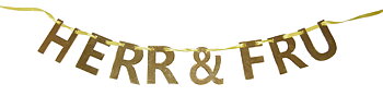 Banner "HERR & FRU" - Guld 