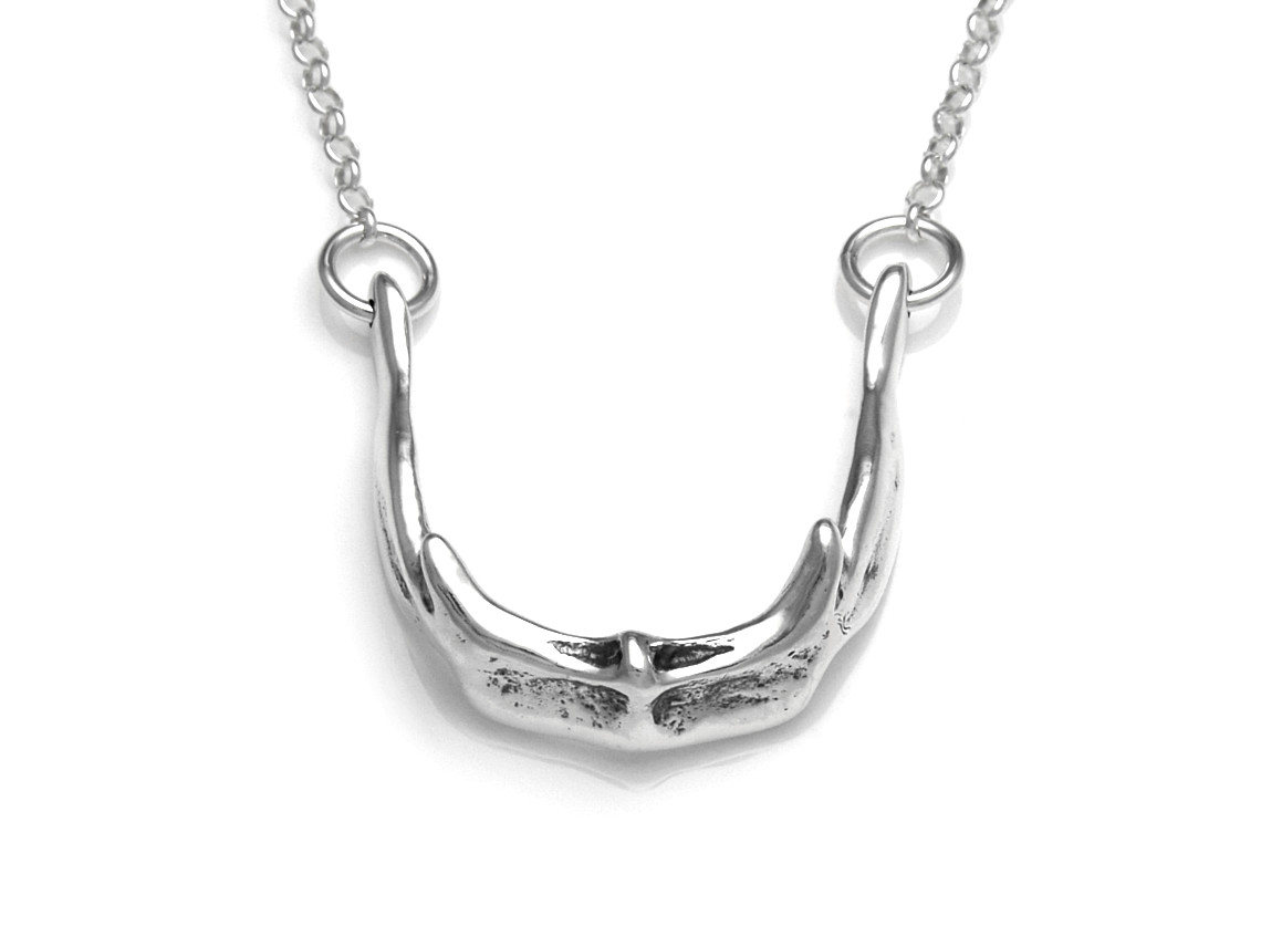 Tungben Halsband, Hyoid Skelett Smycke i Silver