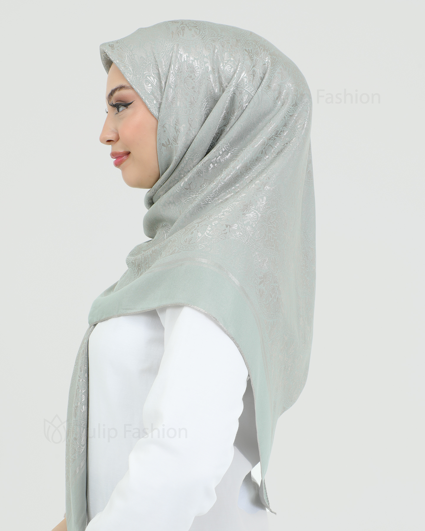Hijab - Square Viskon 120 cm - Gray - 2