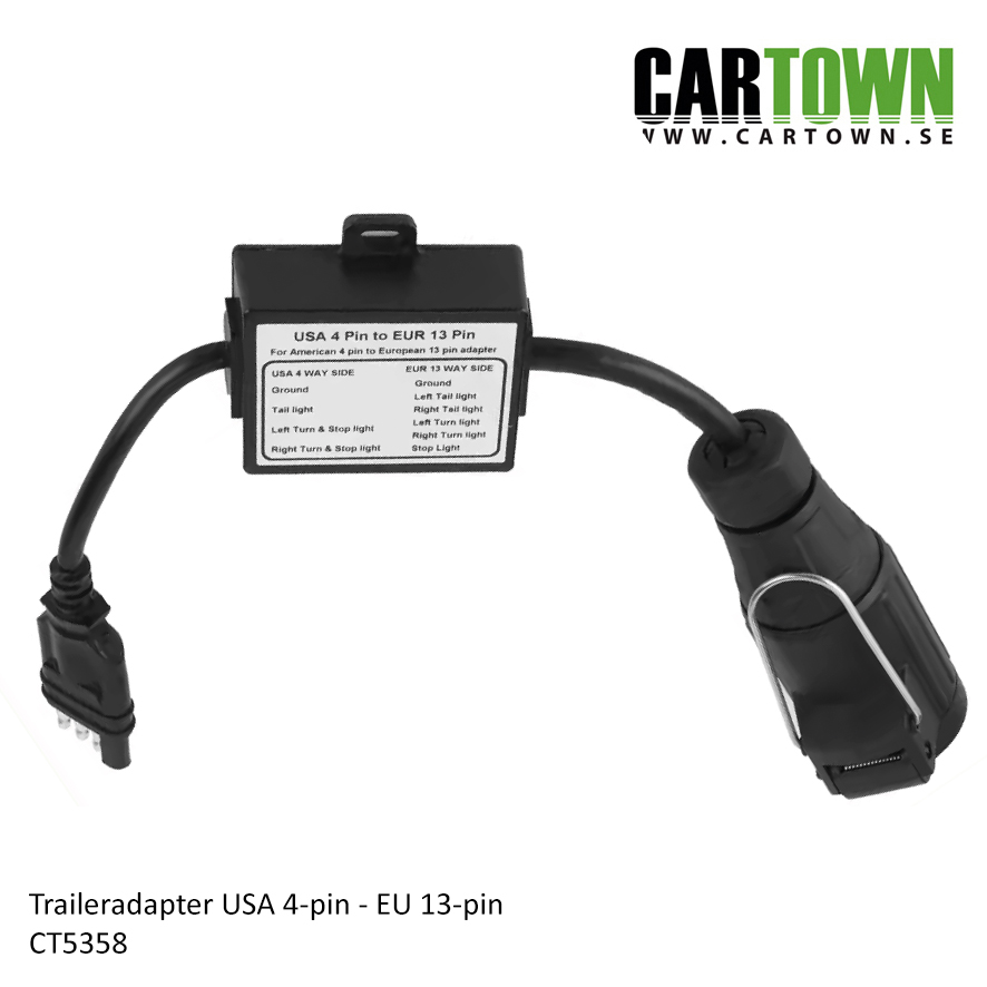 Trailersplitter Adapter USA 4-pol till Europa 13-pol