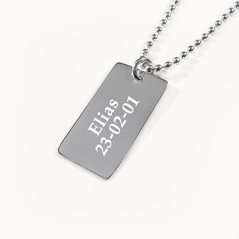 Dåpskjede - Moderne Dogtag med gravering i .925 sølv