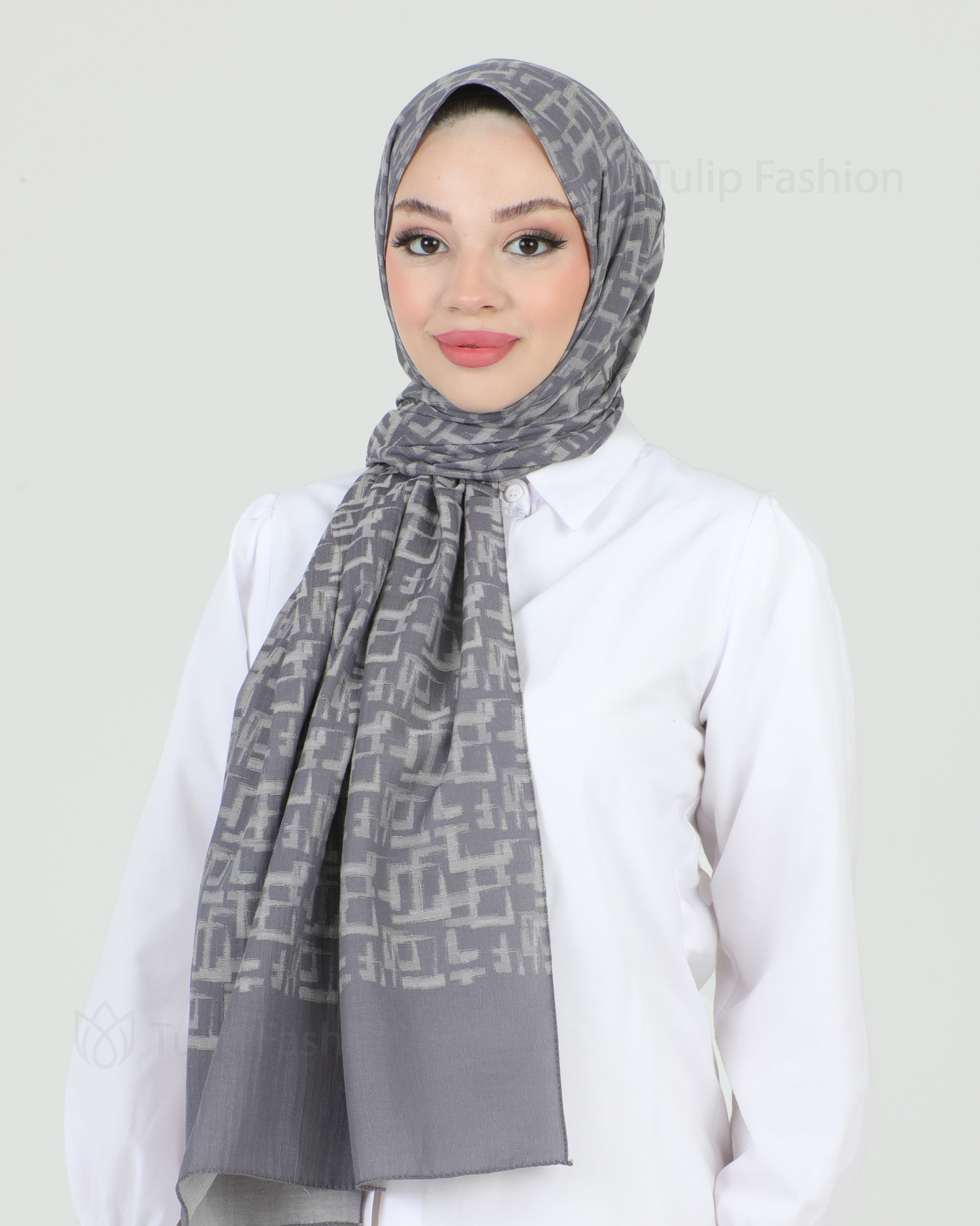 Hijab - Squares - Gray