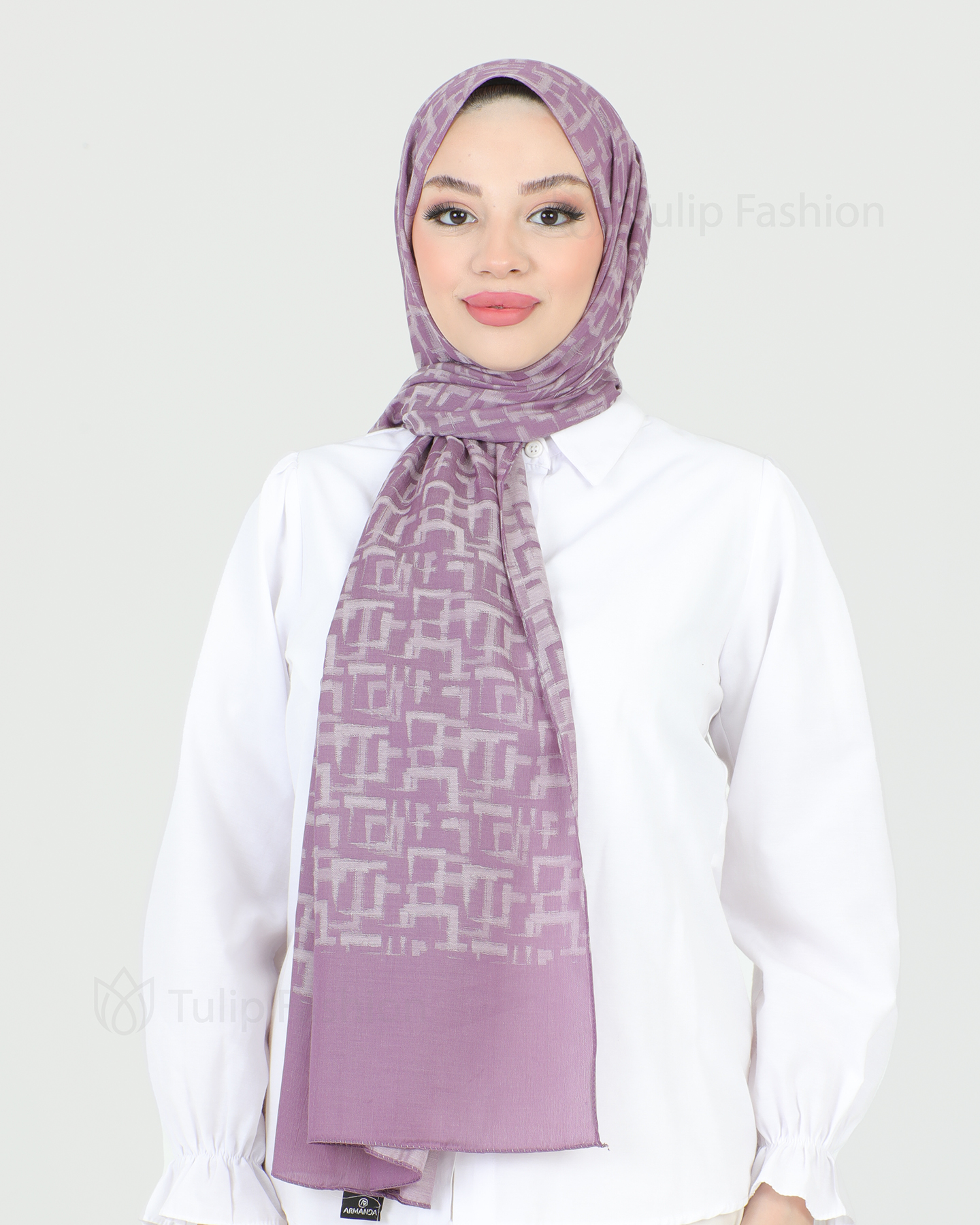 Hijab - Squares - Mauve