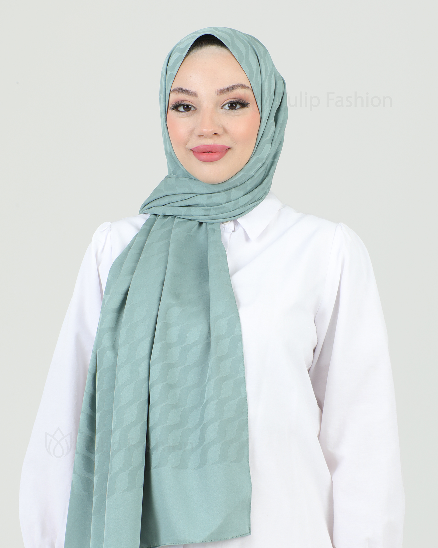 Hijab - Satin Waves - Grön - 3