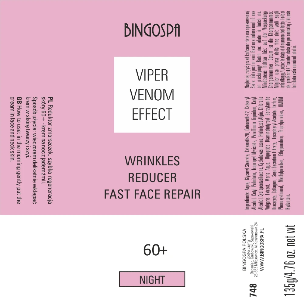 Anti-rynke creme Viper Venom natcreme 60+ - 2