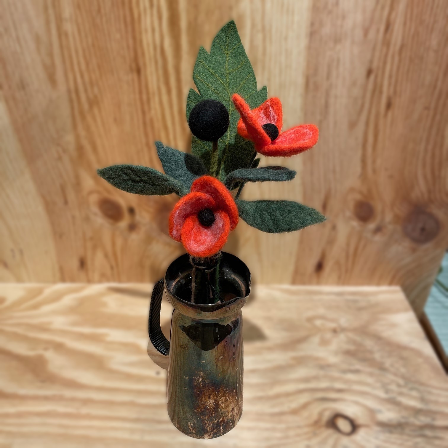 Wilma's roter Mohnblumenstrauß aus Wolle - 2