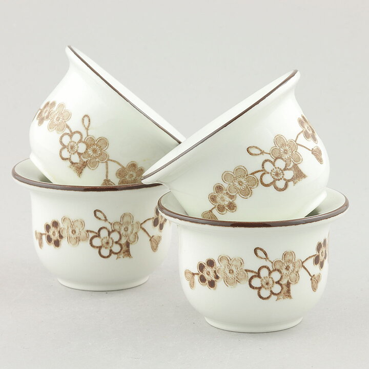 Jackie Lynd (Japonica 1977) Four Eggcups with Brown Flower Decor 6 cm