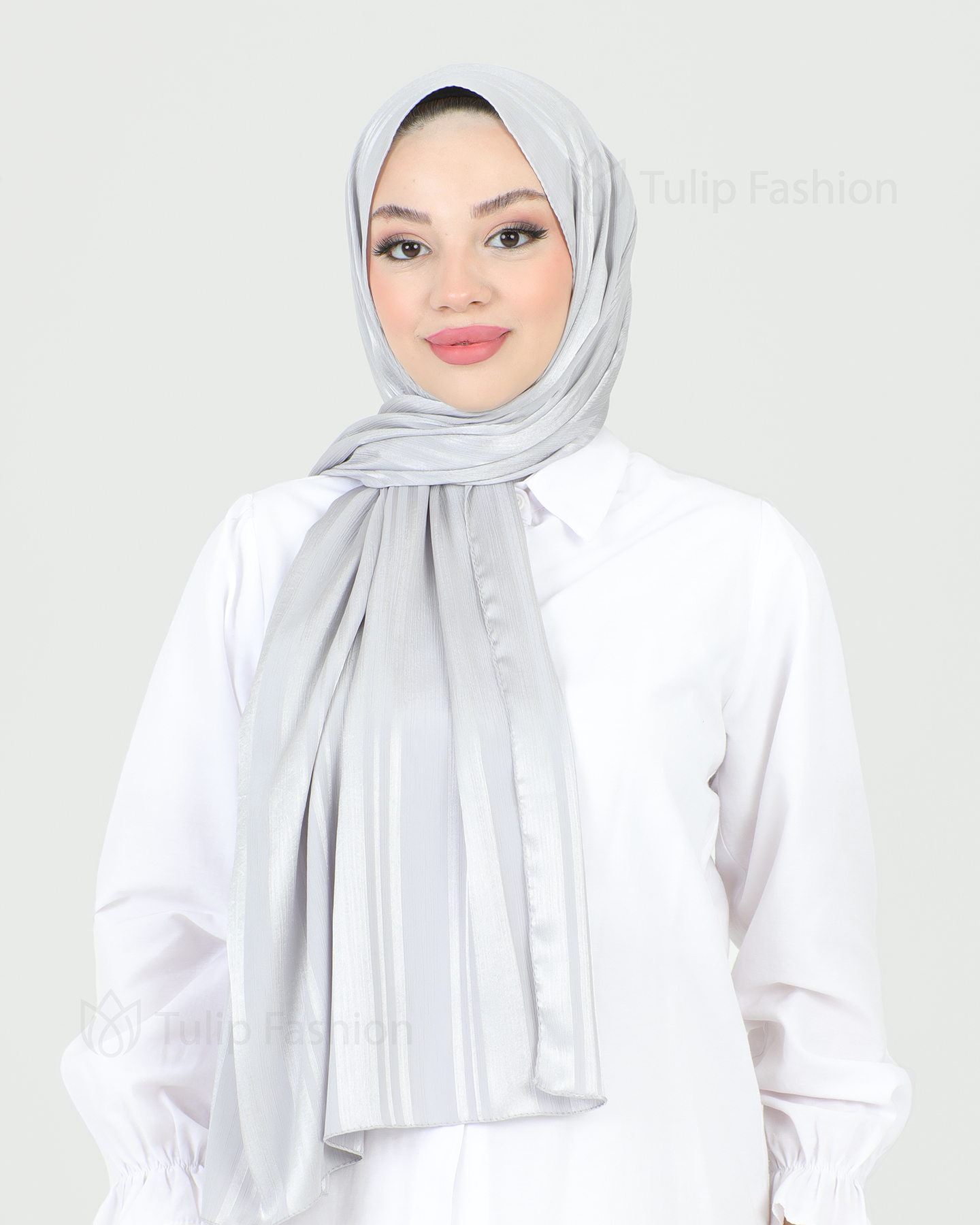 Hijab - Satin Stripes - Gray
