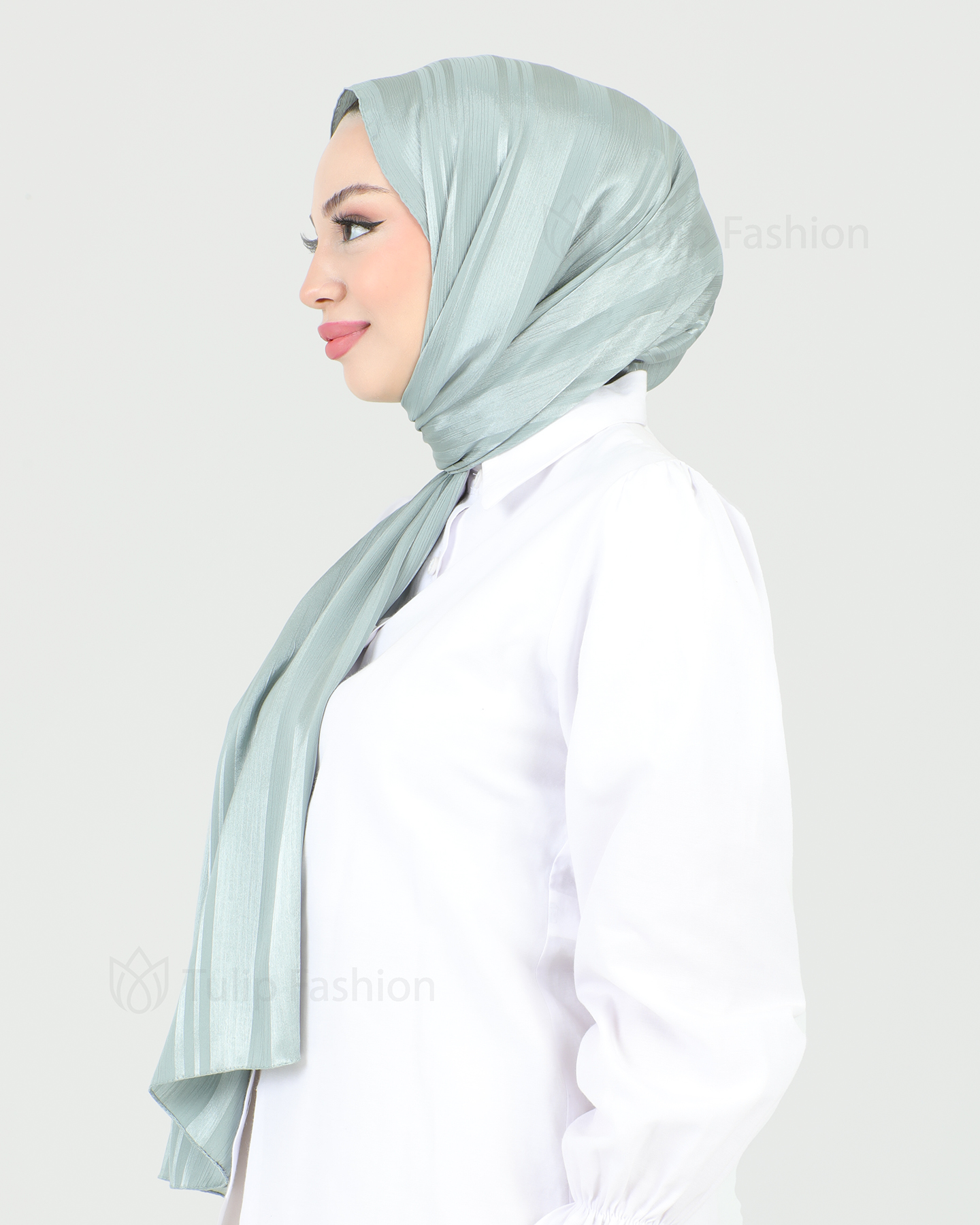Hijab - Satin Stripes - Green - 2