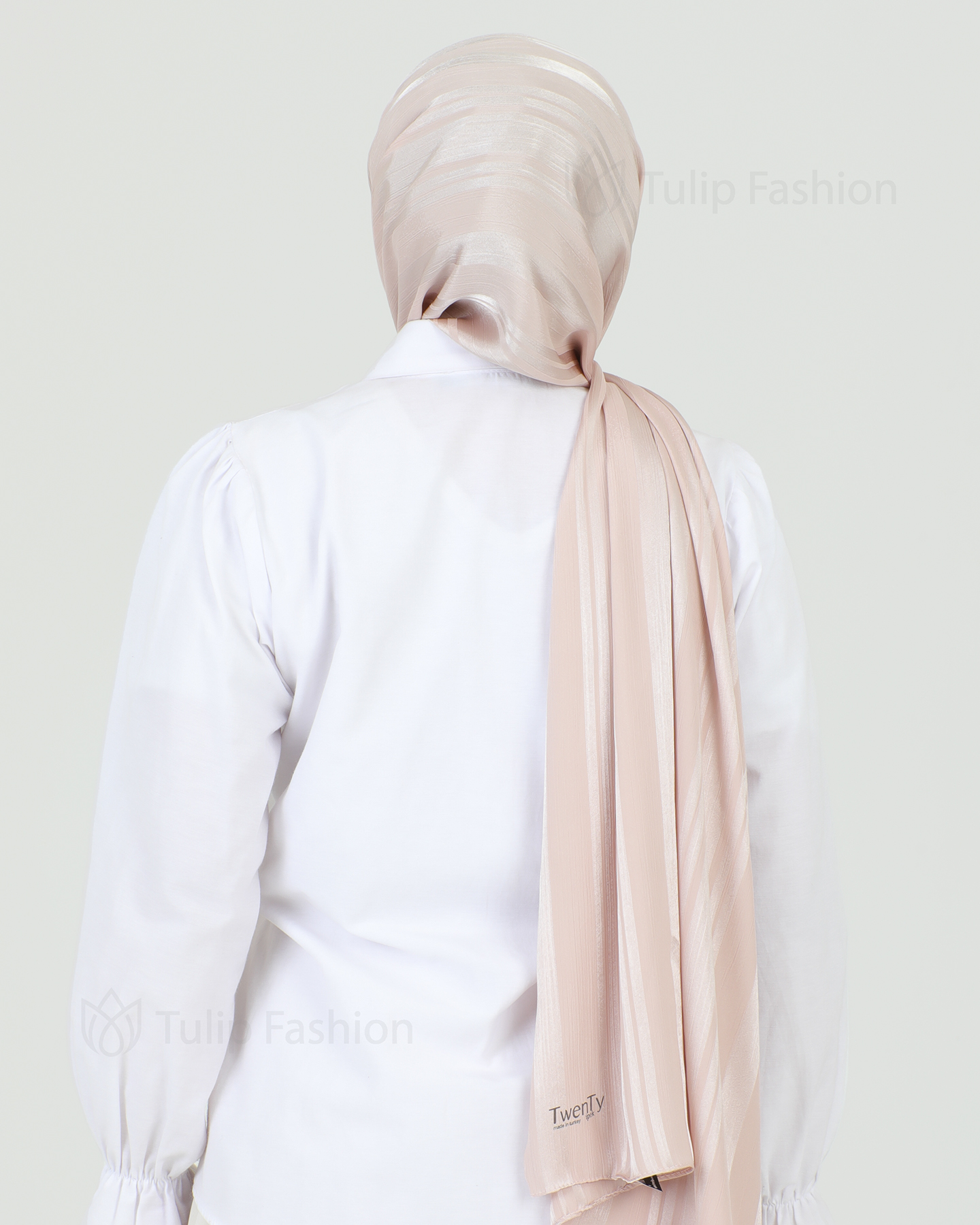 Hijab - Satin Stripes - Powder Pink - 3
