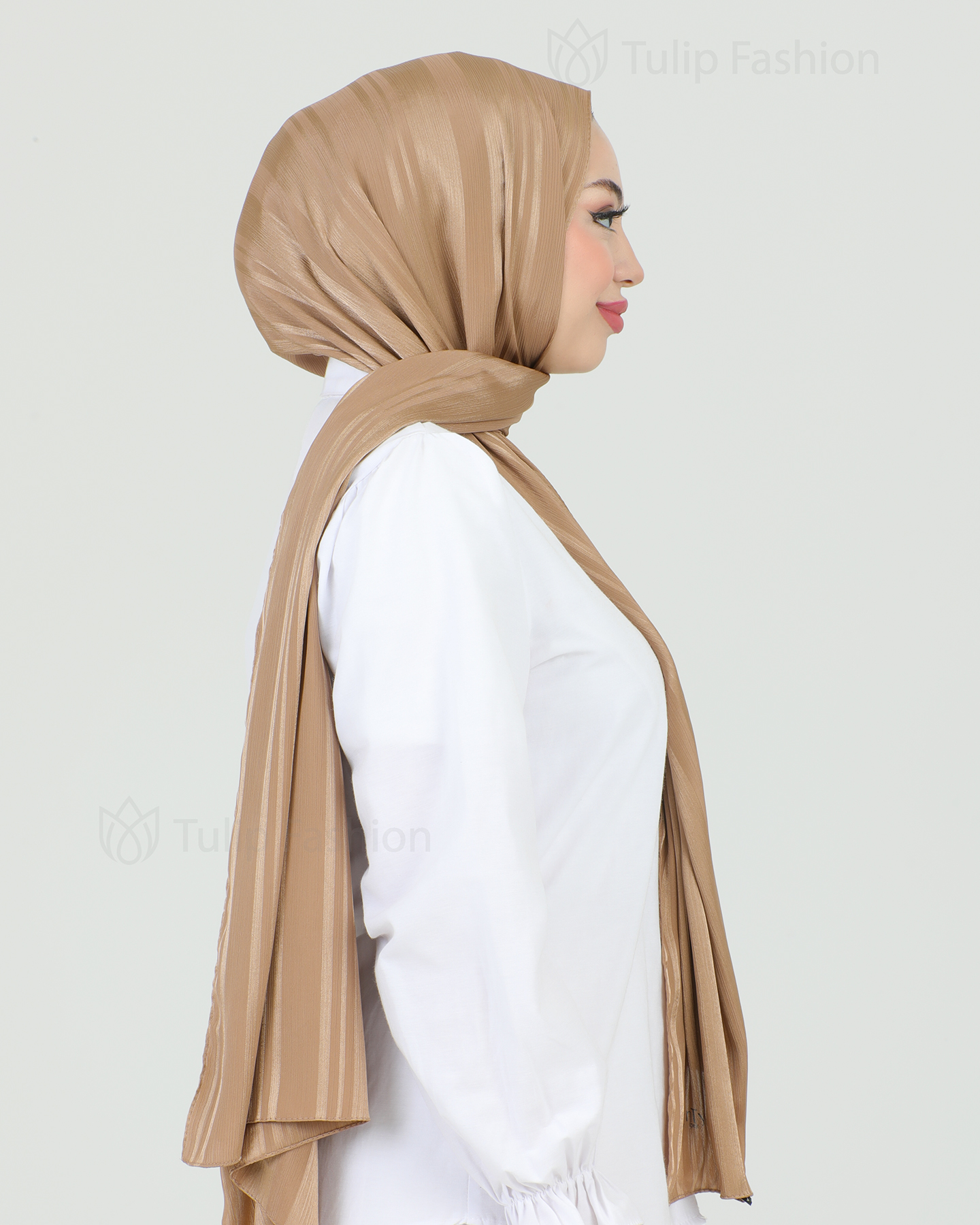 Hijab - Satin Stripes - Brown - 3