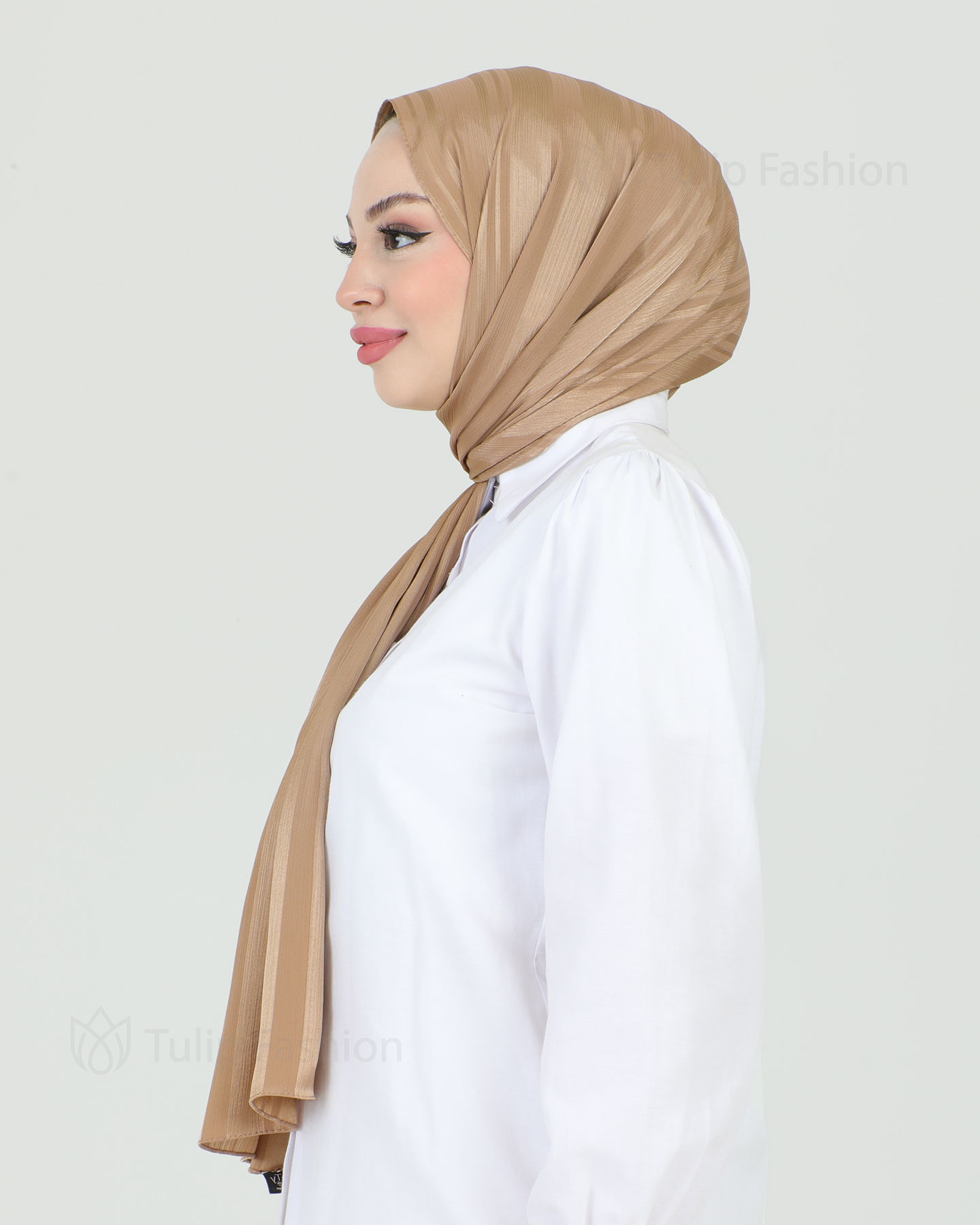 Hijab - Satin Stripes - Brown - 2