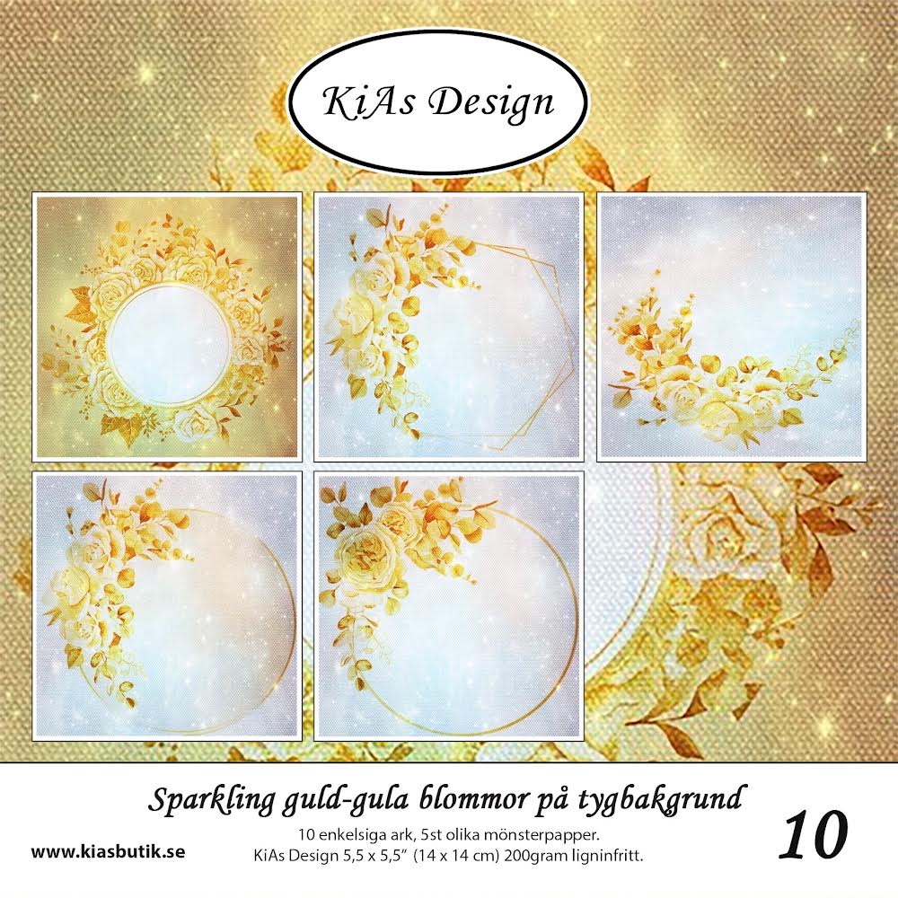 OBS LÄS INNEHÅLLET PP KD -Sparkling guld-gula blommor på tygbakgrund 