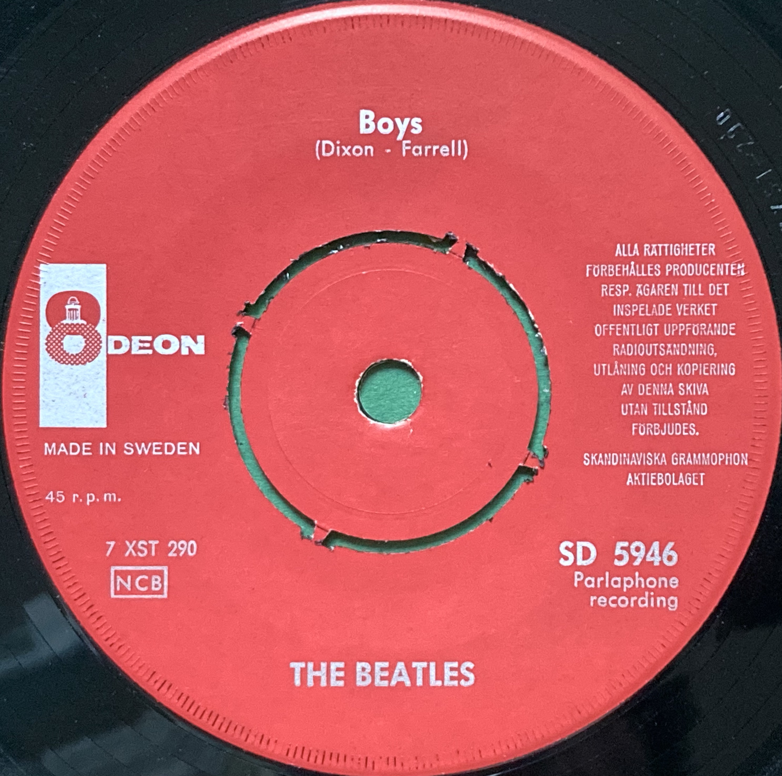 BEATLES - Twist and shout 7" Red Swe PS 1963 - 3
