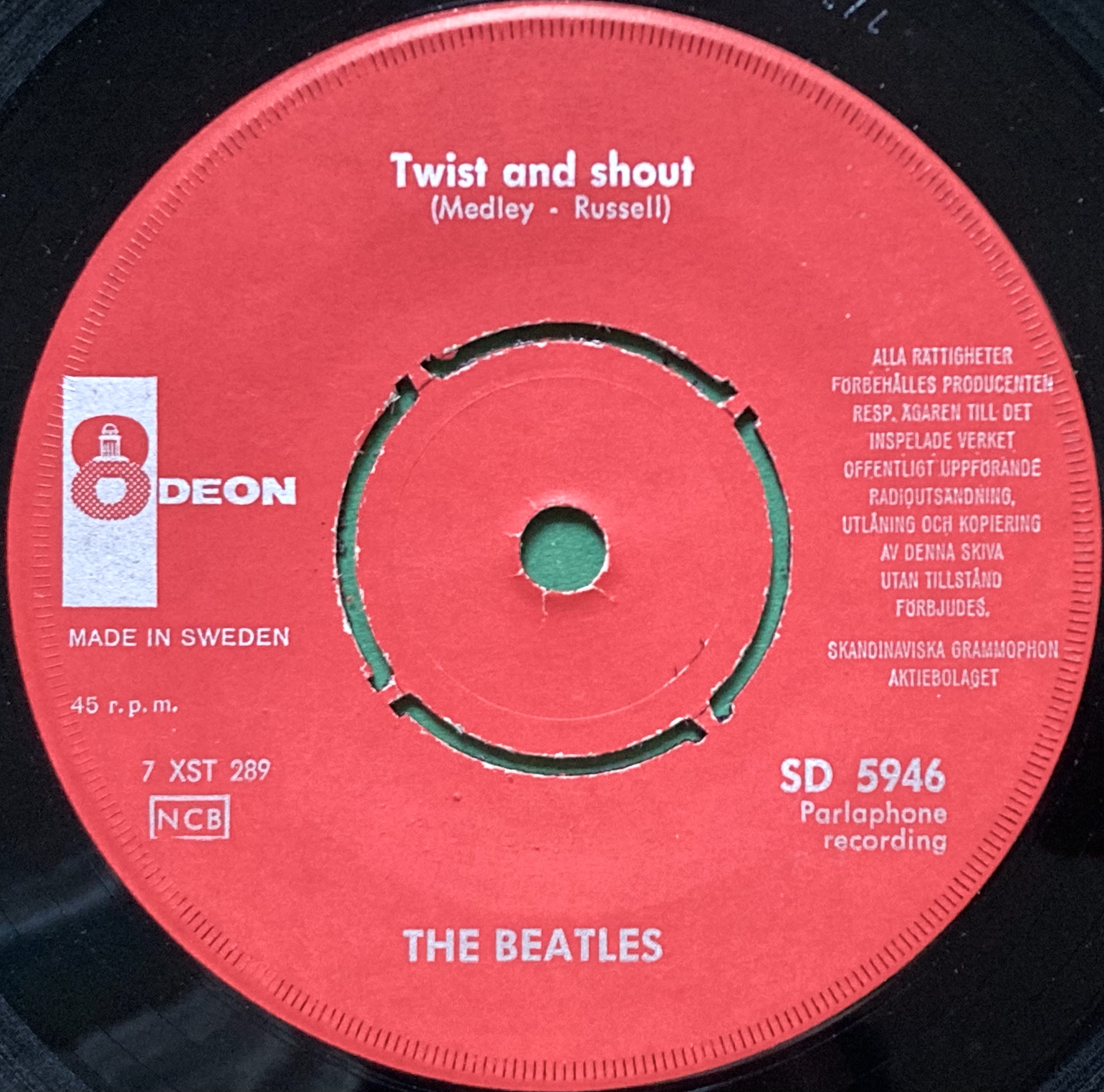 BEATLES - Twist and shout 7" Red Swe PS 1963 - 4