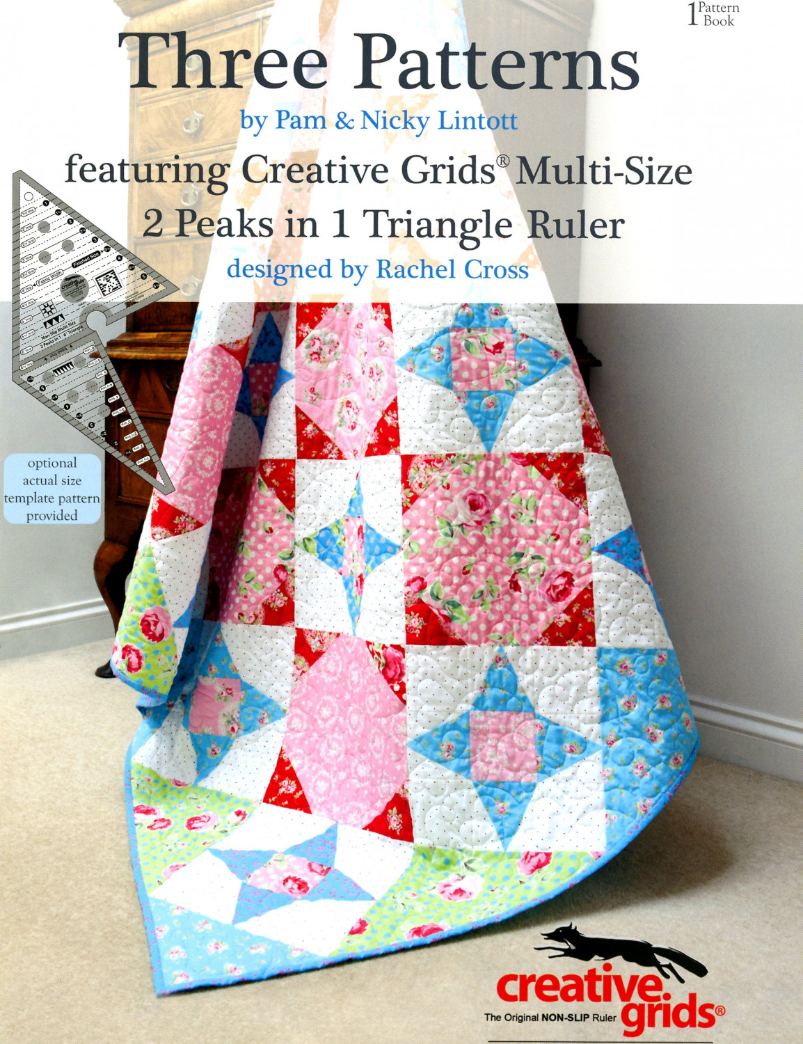 Creative Grids Non-Slip 2 Peaks in 1 Ruler - inch - 2