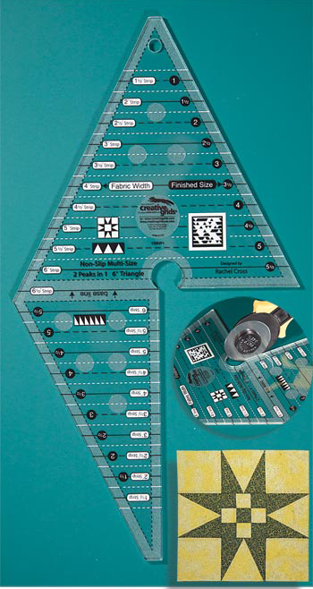 Creative Grids Non-Slip 2 Peaks in 1 Ruler - inch