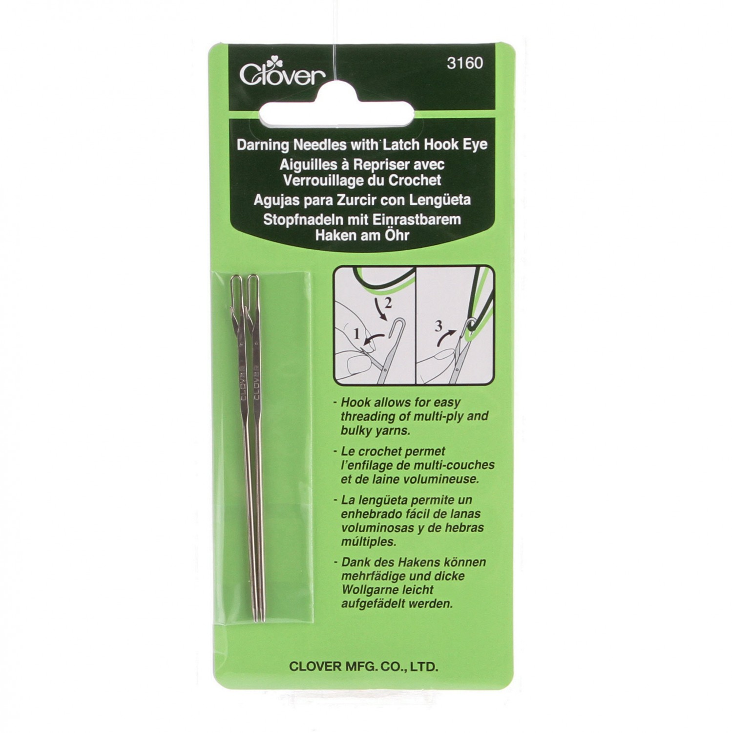Darning Needles with Latch Hook Eye - Stoppningsnålar med spärrhakeöga - CLOVER