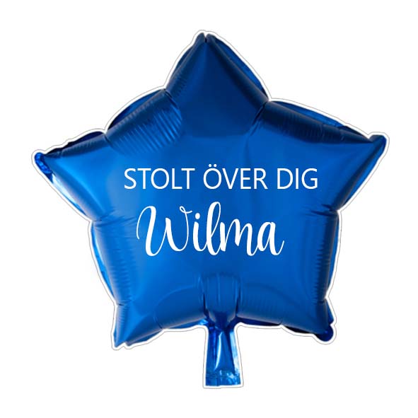 Ballong med valfritt namn och "Stolt över dig"