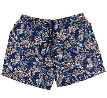 Badshorts blå Paisleymönster 