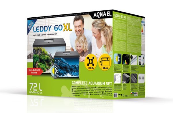 Aquael Leddy 60XL Day & Night svart LxBxH: 60x30x40 cm,  72 liter