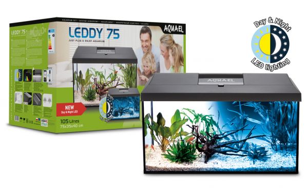 Aquael Leddy 75 PLUS Day & Night svart LxBxH: 75x35x40 cm,  105 liter