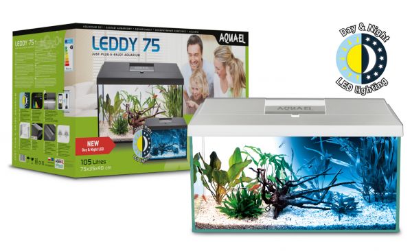Aquael Leddy 75 PLUS Day & Night Vit LxBxH: 75x35x40 cm, 105 liter