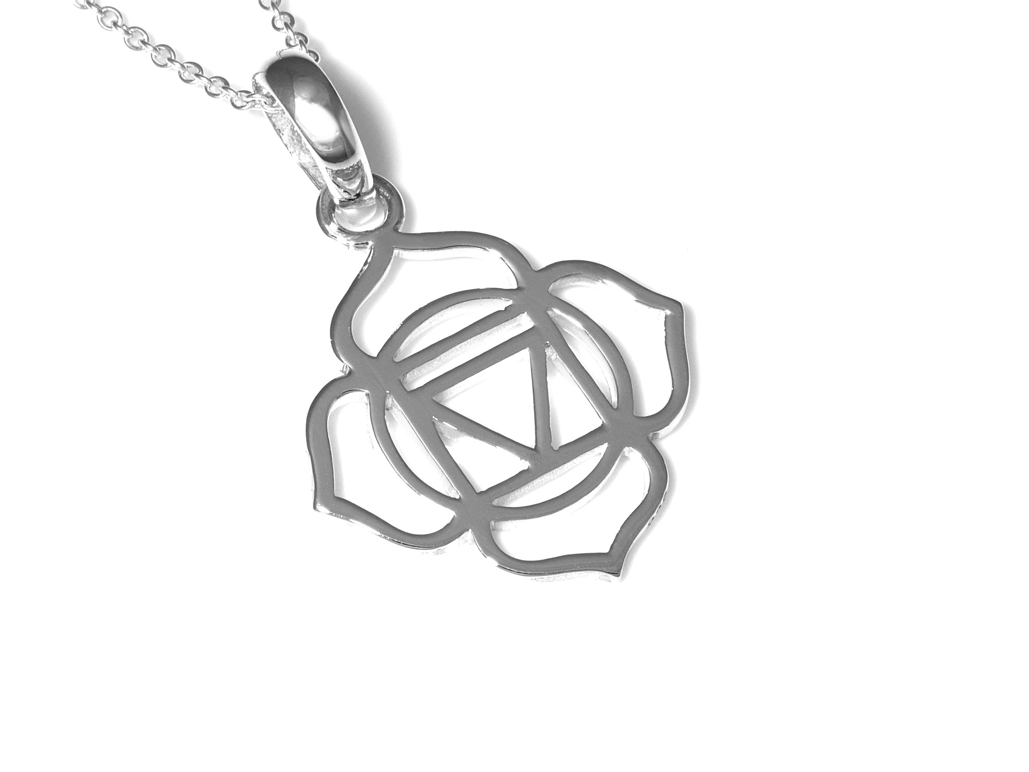 Chakra Halsband i Äkta 925 Silver, Sahasrara Hänge, Livsenergihjul Accessoar, Meditation Smycke