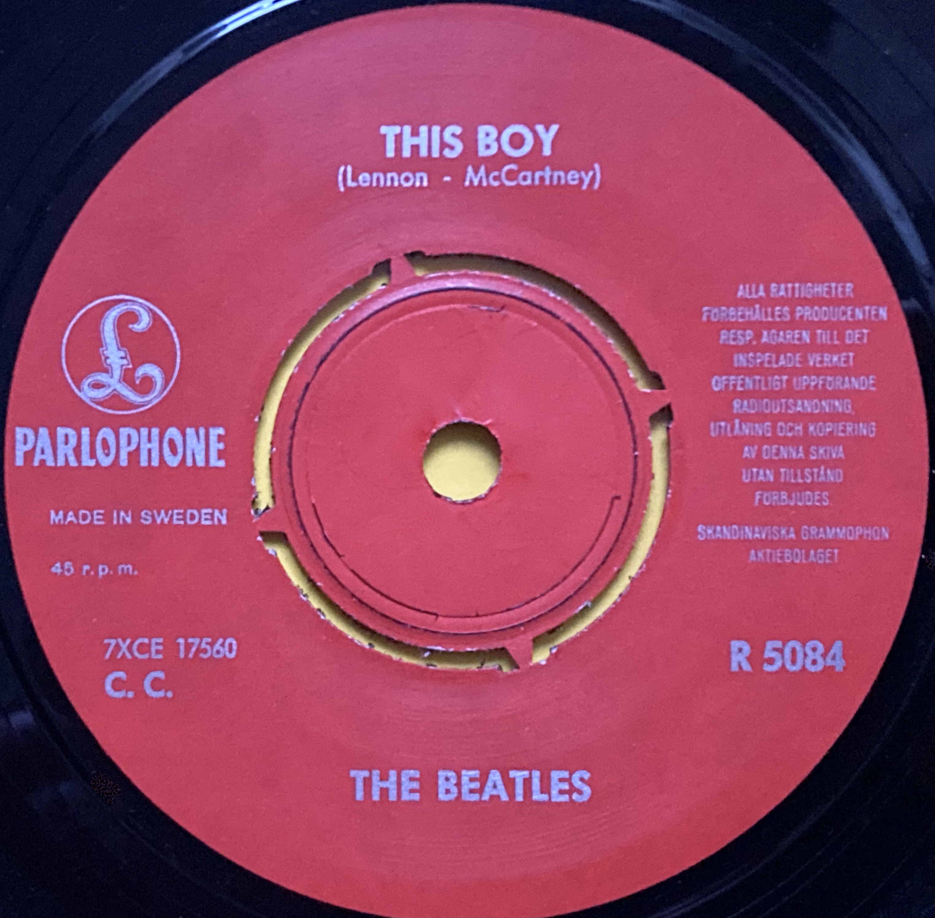 BEATLES - I want to hold your hand 7" GUL Swe PS 1963 - 4