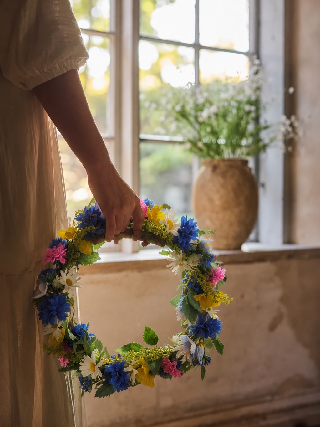 Wreath - Midsummer wreath - Head wreath - Flower wreath - 25 cm - Adjustable - 3