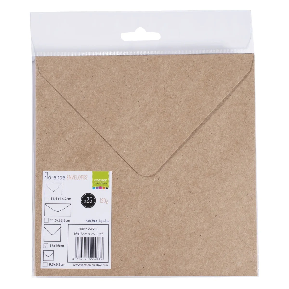 Florence - Envelopes 25st - Kraft 16x16cm