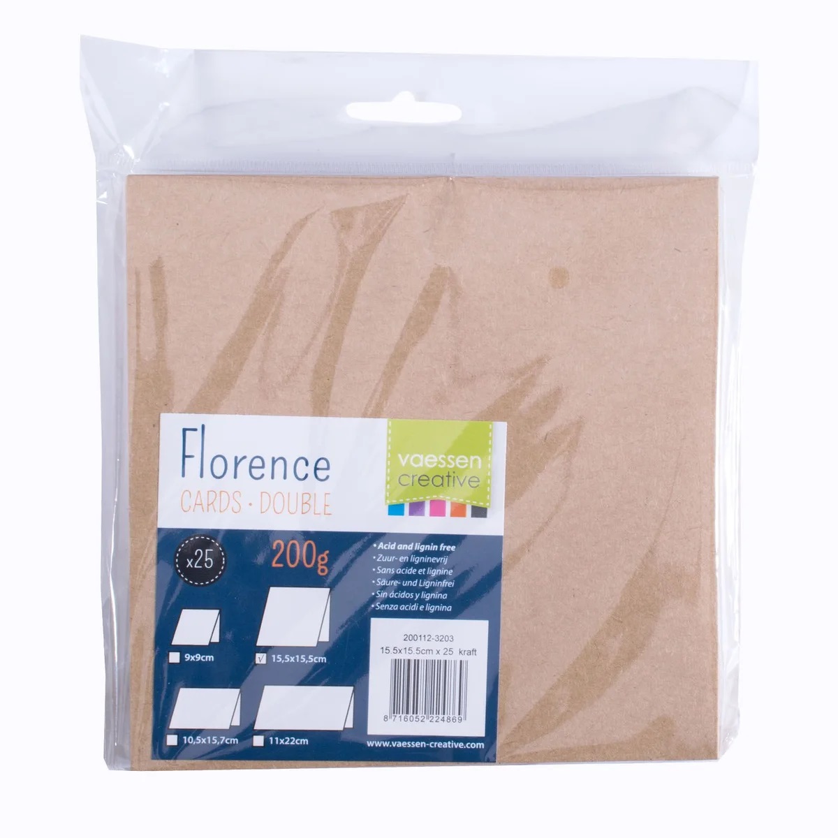 Florence - Cardstock Folded - Cards Smooth 15.5x15.5cm - Kraft 25st