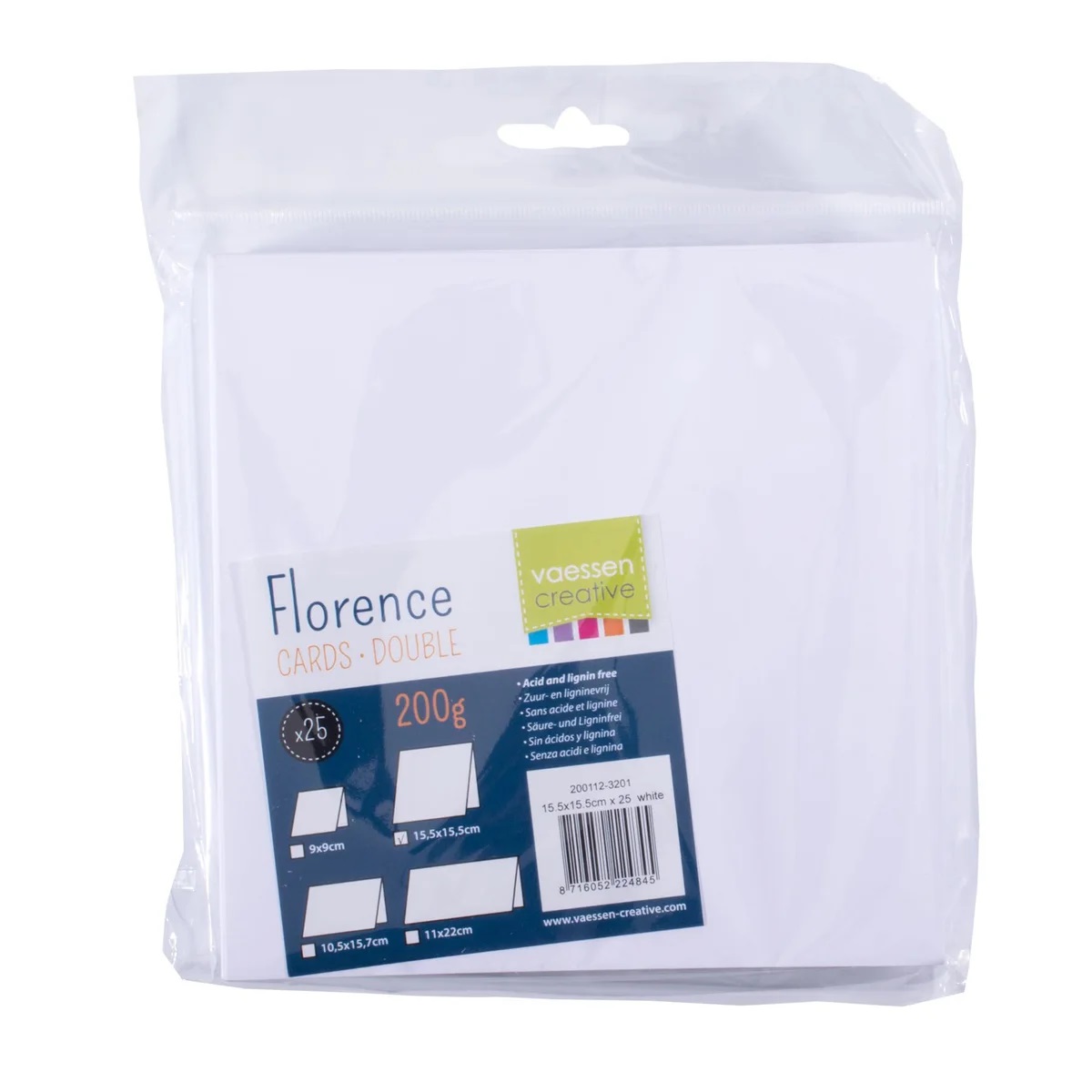Florence - Cardstock Folded - Cards Smooth 15.5x15.5cm - White 25st
