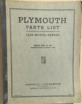 1935 Plymouth  Parts List