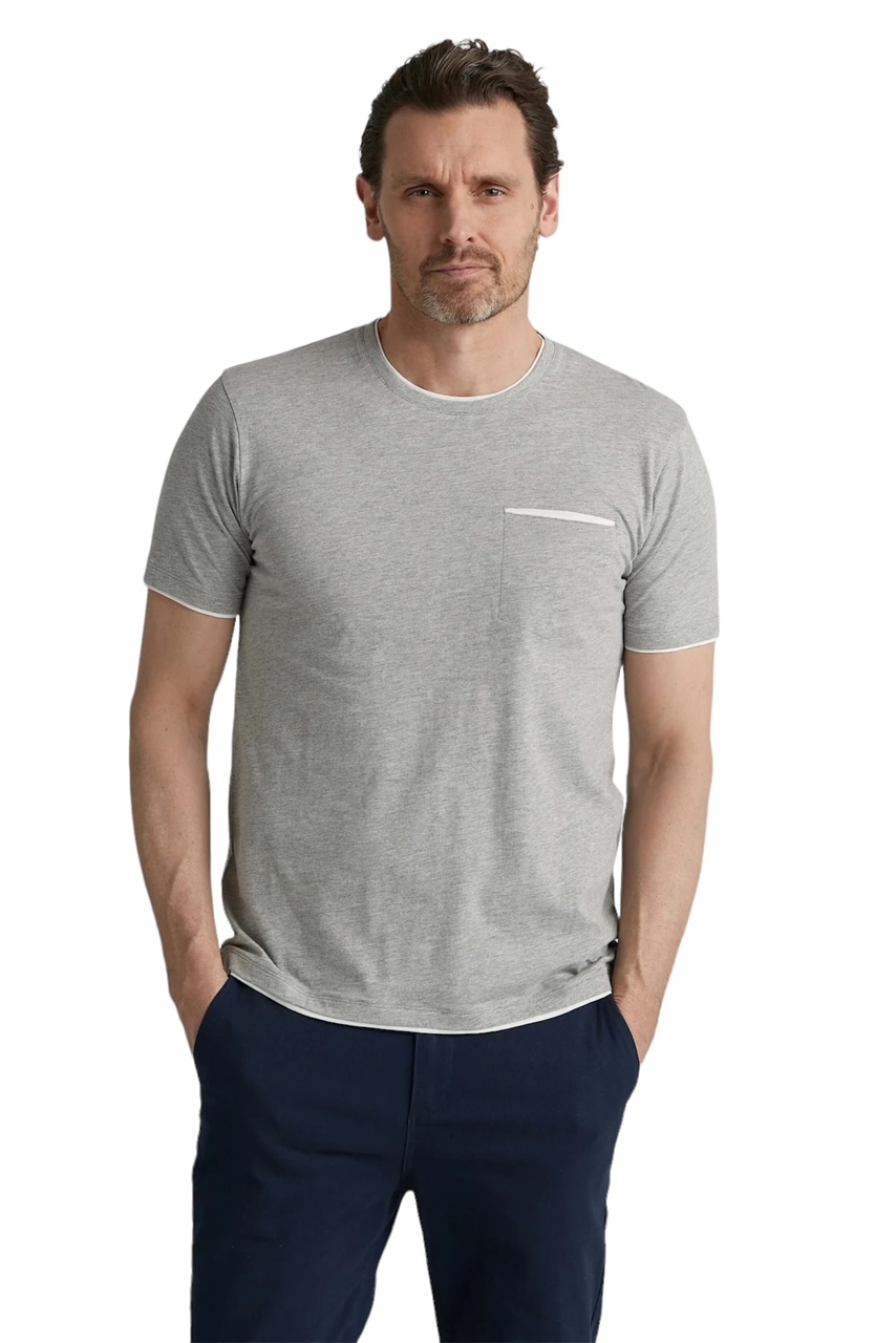 T-shirt  med bröstficka ,  ljus grå