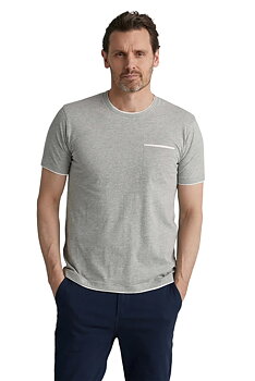 T-shirt  med bröstficka ,  ljus grå