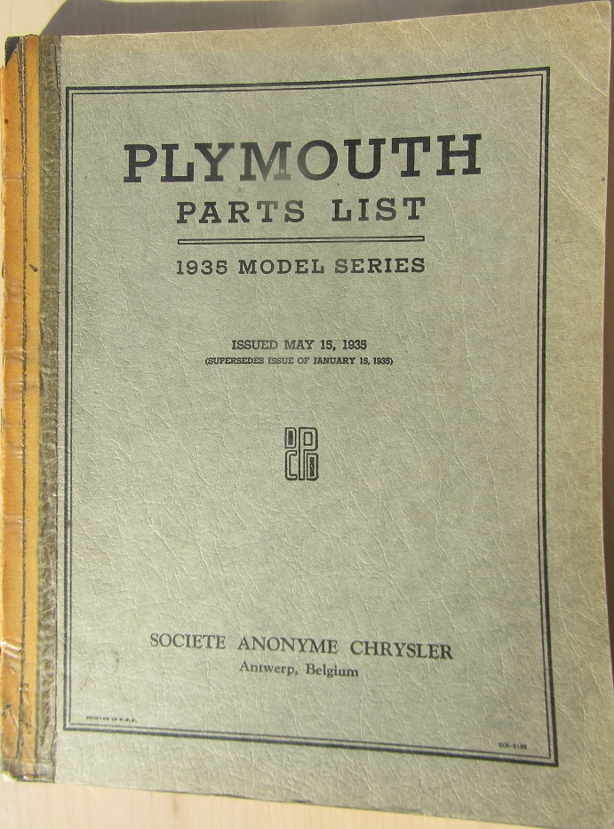 1935 Plymouth  Parts List