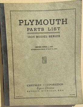 1935 Plymouth  Parts List
