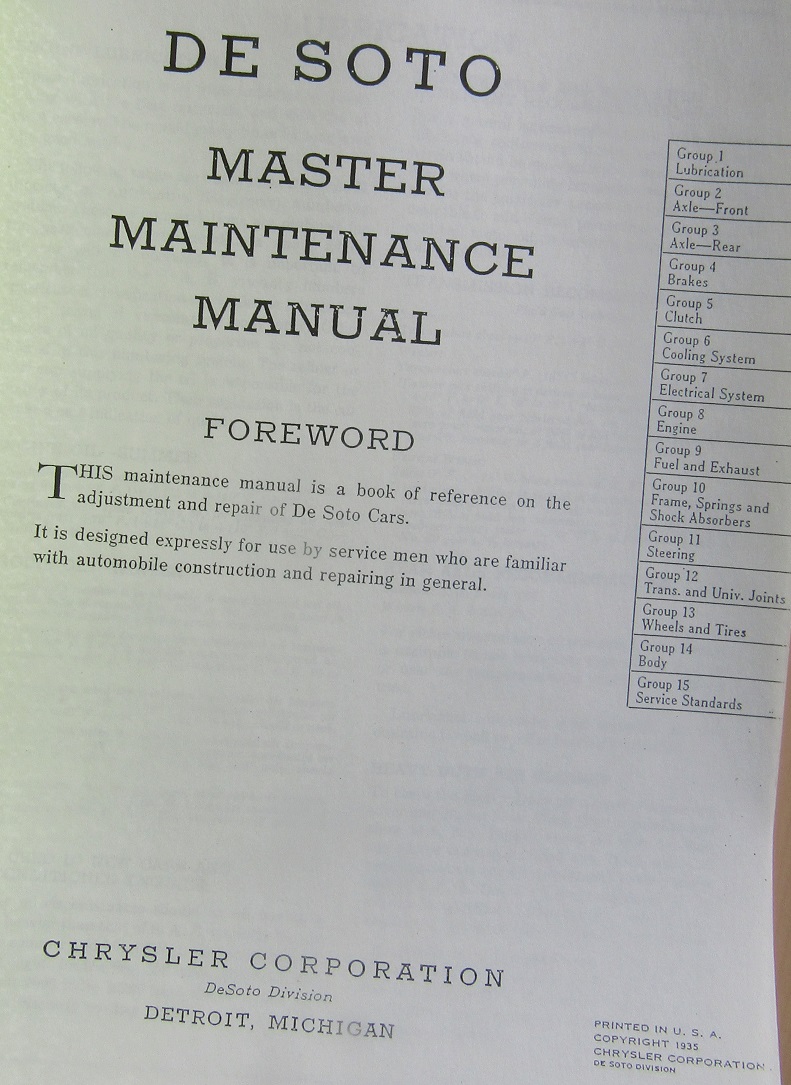 1934-1936 De Soto Master Maintenance Manual - 2