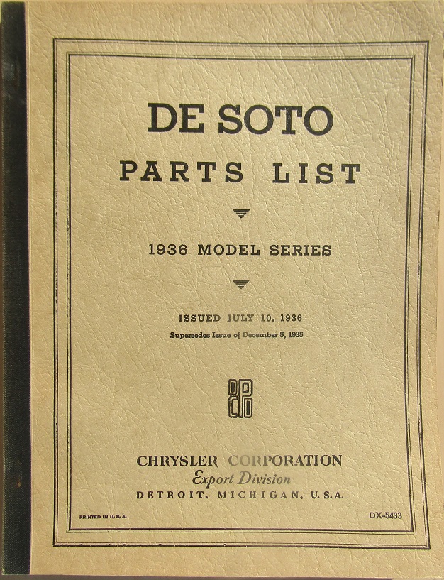 1936 De Soto Parts List