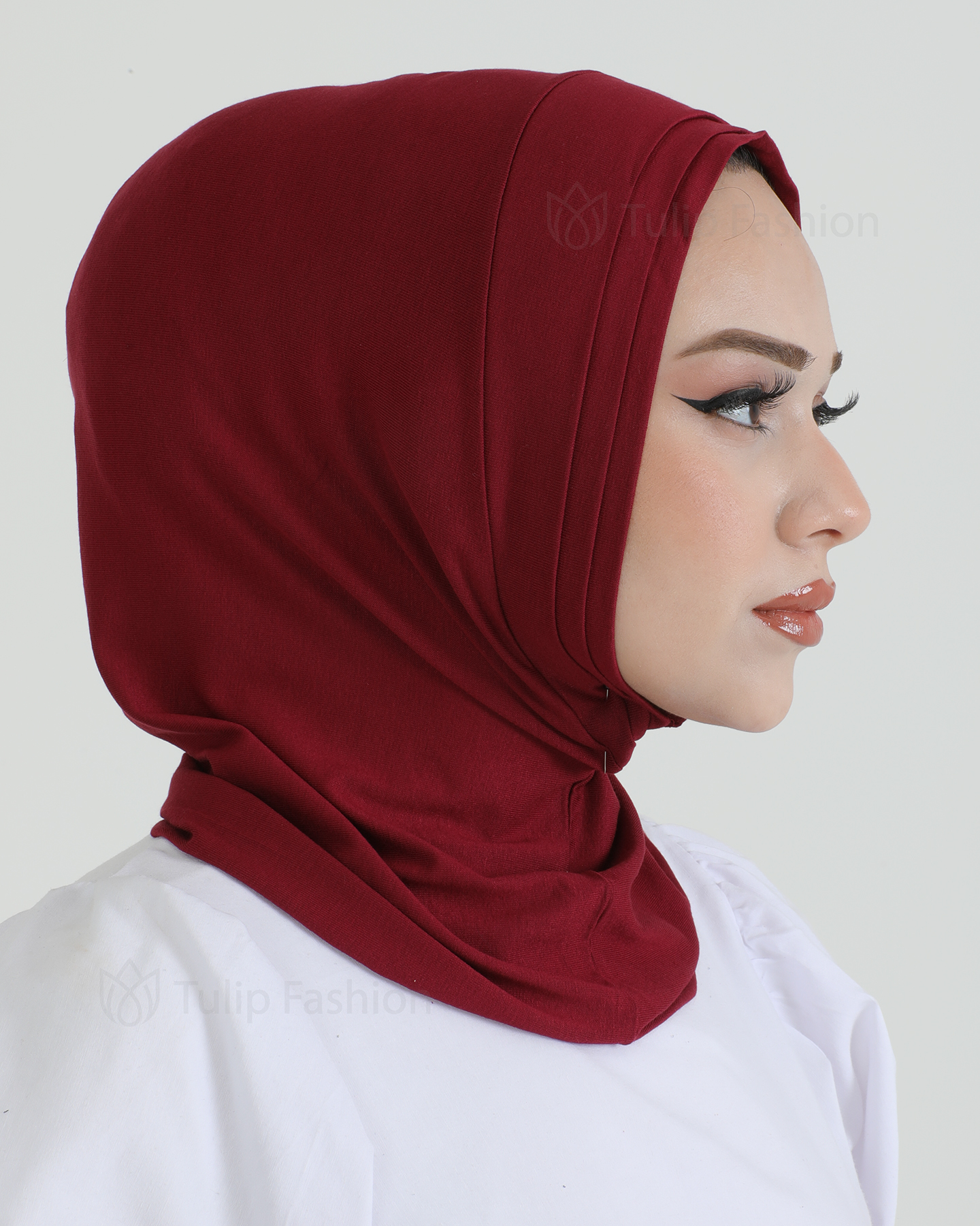 Hijab - Jersey Stripes One Piece - Maroon - 5